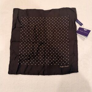 Ralph Lauren Purple Label Chocolate Brown Polka Dot Silk Square Scarf - NEW